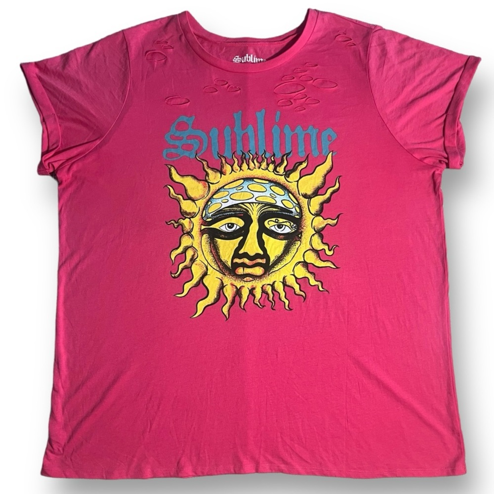 Torrid Pink Graphic Tee with Sun Design